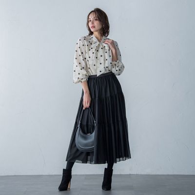 マットトリコットティアードスカート≪洗濯機で洗える