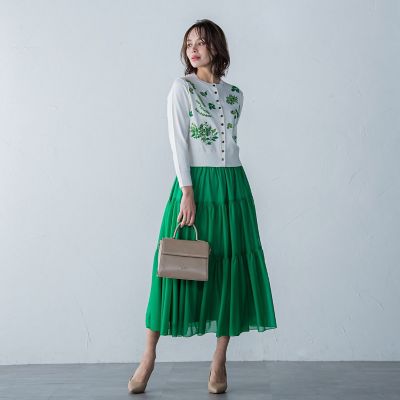 マットトリコットティアードスカート≪洗濯機で洗える
