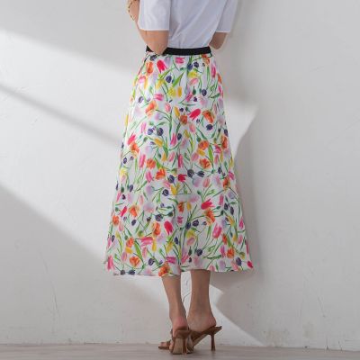 チューリッププリントスカート≪洗濯機で洗える≫