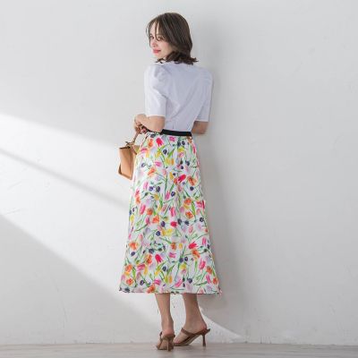 チューリッププリントスカート≪洗濯機で洗える≫