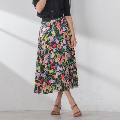 チューリッププリントスカート≪洗濯機で洗える≫