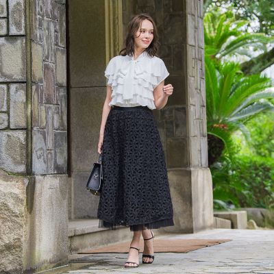 Viaggio blu カメリアモチーフフレアスカート フラワー ビアッジョ Viaggio Blu | 話題の着用アイテム カメリアプリントワンピース