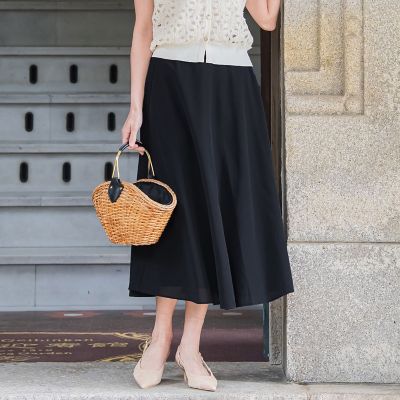 【SALE】Viaggio Blu (Women)/ビアッジョブルー ドライシアーシャンブレースカート&#8810;手洗い可能&#8811; 04ブラック ロングスカート【三越伊勢丹/公式】