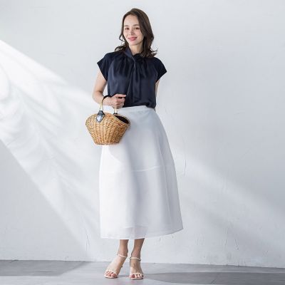 スパンオーガンジーコクーンスカート≪洗濯機で洗える≫