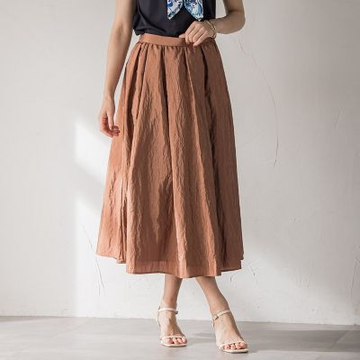 【SALE】Viaggio Blu (Women)/ビアッジョブルー ポコポコナイロンヴィンテージスカート&#8810;洗濯機で洗える&#8811; 10ブラウン ロングスカート【三越伊勢丹/公式】