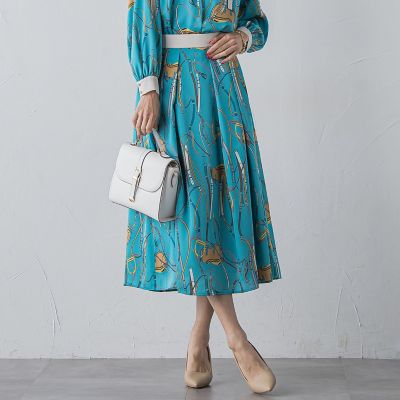 ビアッジョブルー チェーンプリントスカート M ★新品★定価26,400円 ビアッジョブルー Viaggio Blu チェーンプリントスカート≪洗濯機で