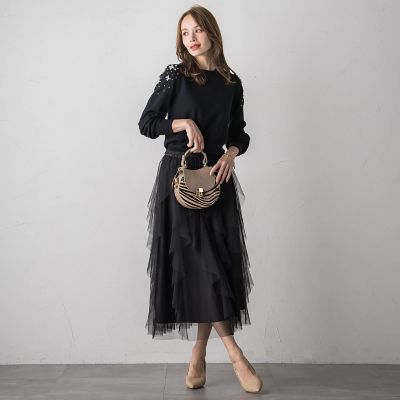 ＜Viaggio Blu (Women)＞【新色追加】ラッフルチュールスカート