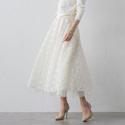 Viaggio Blu　ミニフラワーチュールレーススカート（洗濯機使用可） Viaggio Blu｜ミニフラワーチュールレーススカート≪洗濯機で