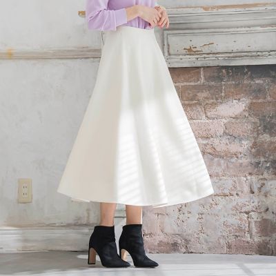 chieko+ soft volume skirt​ 36 ホワイト　スカート 箔プリントコンビネーションアコーディオン プリーツスカート（01