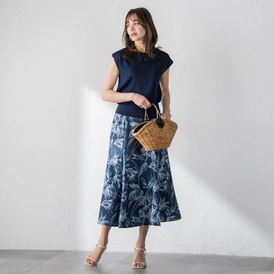 WEB限定カラーあり】リネンライクフラワースカート | Viaggio Blu