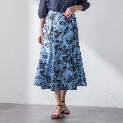 ＜Viaggio Blu (Women)＞【ＷＥＢ限定カラーあり】リネンライクフラワースカート