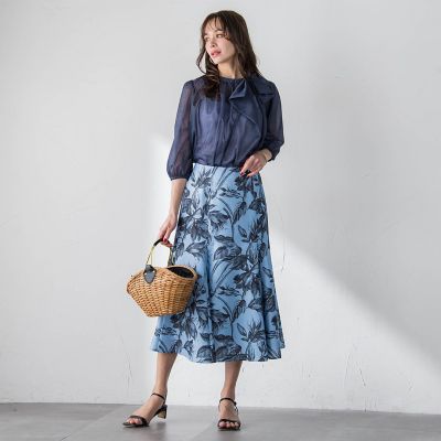 WEB限定カラーあり】リネンライクフラワースカート | Viaggio Blu