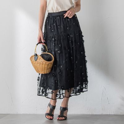 フラワー刺繍チュールスカート | Viaggio Blu (Women)/ビアッジョ