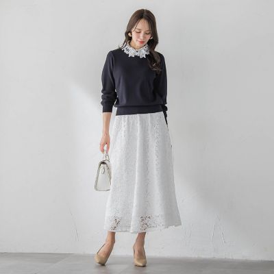 美品☆Viaggio Blu ビアッジョブルー　フラワーケミカルレーススカート フラワーレーススカート | Viaggio Blu (Women)/ビアッジョブルー