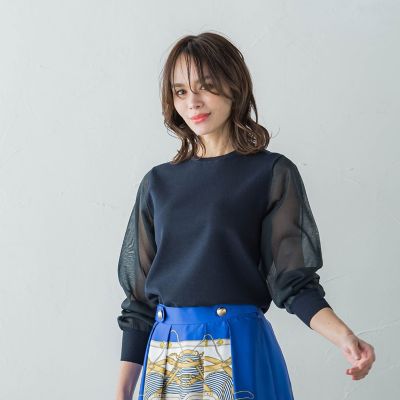 シアースリーブボウタイニット