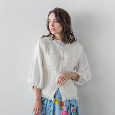 ＜Viaggio Blu (Women)＞ツィードニットジレ≪手洗い可能≫