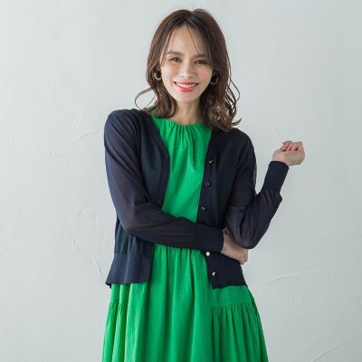 ＜Viaggio Blu (Women)＞ＬＵＣＩＮＤＡシアーカーディガン≪手洗い可能≫