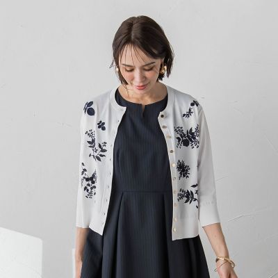 ボタニカル刺繍カーディガン≪手洗い可能≫