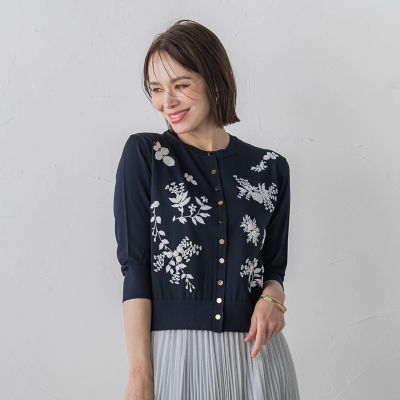 ボタニカル刺繍カーディガン≪手洗い可能≫