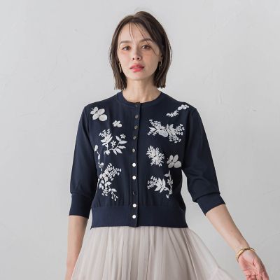 ボタニカル刺繍カーディガン≪手洗い可能≫