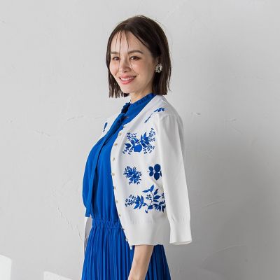 ボタニカル刺繍カーディガン≪手洗い可能≫