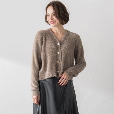 ラメフェザーニットカーディガン≪手洗い可能≫