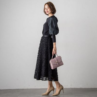 袖タフタ切替ニット≪手洗い可能≫