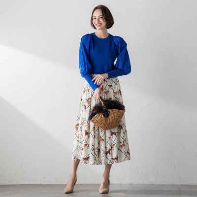 袖タフタ切替ニット≪手洗い可能≫