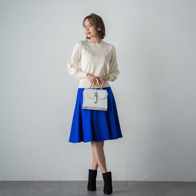 刺繍×ビジューニットプルオーバー≪手洗い可能≫