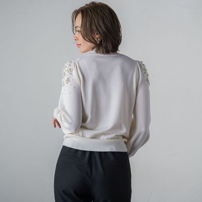 【ＷＥＢ限定カラーあり】袖パールニット≪手洗い可能≫