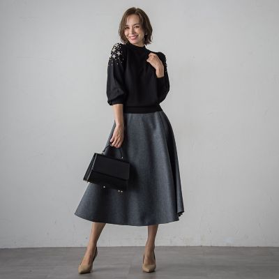 【ＷＥＢ限定カラーあり】袖パールニット≪手洗い可能≫