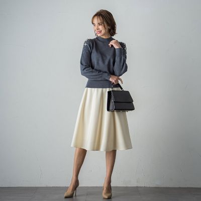 【ＷＥＢ限定カラーあり】袖パールニット≪手洗い可能≫
