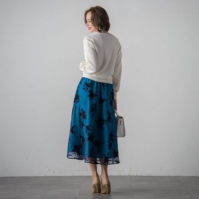 袖レースボウタイ付きニット≪手洗い可能≫