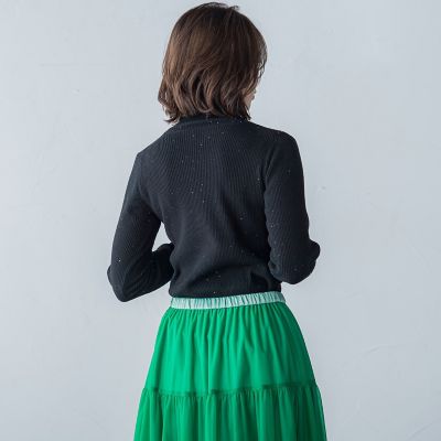 スパンコールリブハイネックニット≪手洗い可能≫