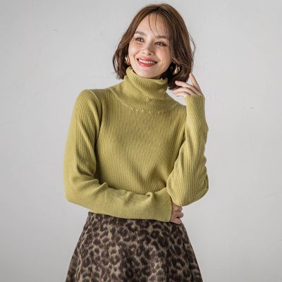 スパンコールリブハイネックニット≪手洗い可能≫