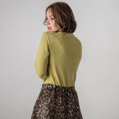 スパンコールリブハイネックニット≪手洗い可能≫