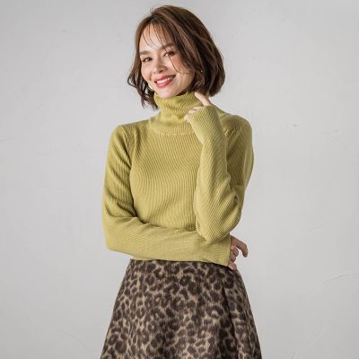 スパンコールリブハイネックニット≪手洗い可能≫