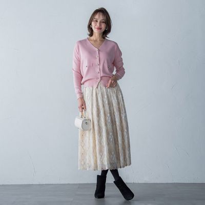 ラメニットカーディガン≪手洗い可能／セットアップ対応≫