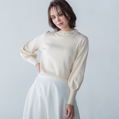 ビジューネックプルオーバー≪手洗い可能≫
