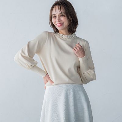 ビジューネックプルオーバー≪手洗い可能≫