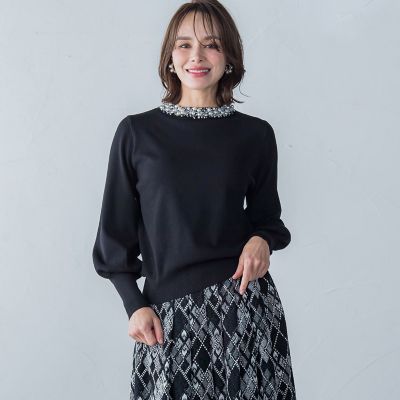 ビジューネックプルオーバー≪手洗い可能≫