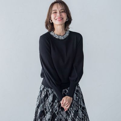 ビジューネックプルオーバー≪手洗い可能≫