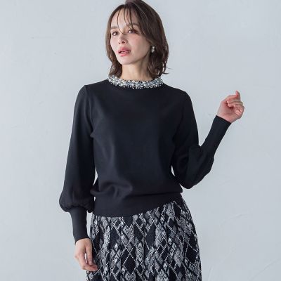 ビジューネックプルオーバー≪手洗い可能≫