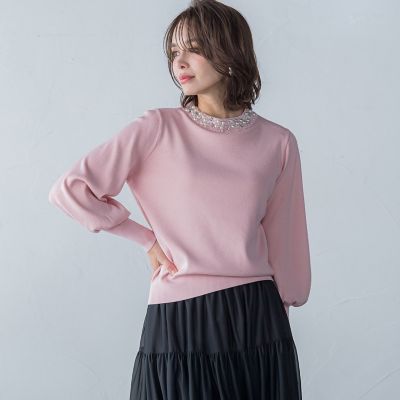 ビジューネックプルオーバー≪手洗い可能≫