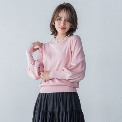 ビジューネックプルオーバー≪手洗い可能≫