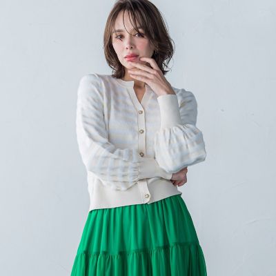 フェザーボーダーカーディガン≪手洗い可能≫