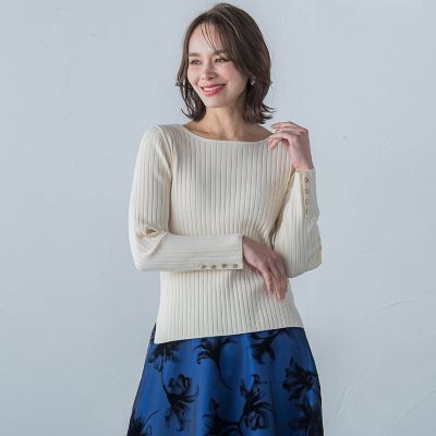 ワイドリブ袖ビジュープルオーバー≪手洗い可能≫