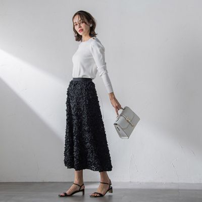 ショルダーボタンパフスリーブニット≪手洗い可能≫