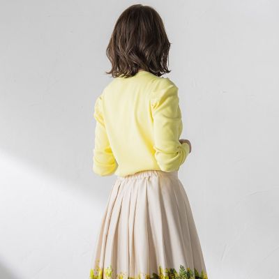 ショルダーボタンパフスリーブニット≪手洗い可能≫