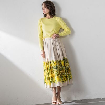 ショルダーボタンパフスリーブニット≪手洗い可能≫
